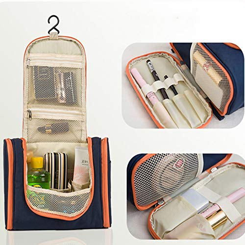 Chenyu - Neceser para Mujer con Gancho para Colgar, Gran Bolsa de Almacenamiento, Muchos Bolsillos, Juego de Viaje para cosméticos, Maquillaje, Almacenamiento, Azul Oscuro