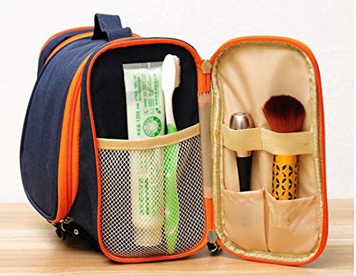 Chenyu - Neceser para Mujer con Gancho para Colgar, Gran Bolsa de Almacenamiento, Muchos Bolsillos, Juego de Viaje para cosméticos, Maquillaje, Almacenamiento, Azul Oscuro