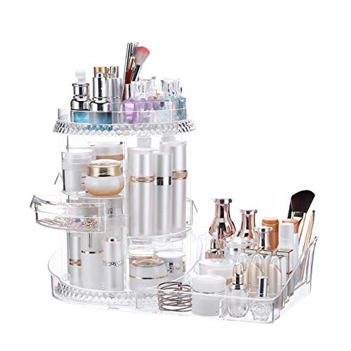 CHENYU Organizador de cosméticos de Maquillaje, Gran Capacidad, Ajustable 360 Grados, Giratorio, multifunción, Organizador de cosméticos, Caja de Almacenamiento