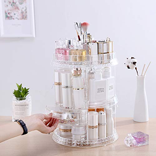 CHENYU Organizador de Maquillaje cosmético, Gran Capacidad, Ajustable 360 Grados, Giratorio, multifunción, Organizador de cosméticos, Caja de Almacenamiento