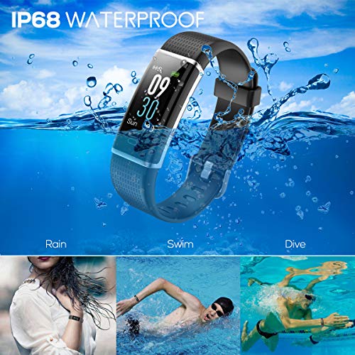 CHEREEKI Pulsera Actividad, Pulsera de Actividad Inteligente Frecuencia Cardíaca Monitor, IP68 Impermeable Pantalla Color, Monitor de Sueño, 14 Modos de Deporte, Bluetooth Pulsera Inteligente(Negro)