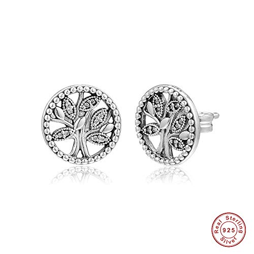 CHICBUY 2019 - Pendientes de plata de ley 925 con diseño de árbol de la vida para el Día de la Madre, se adapta a pulseras Pandora originales