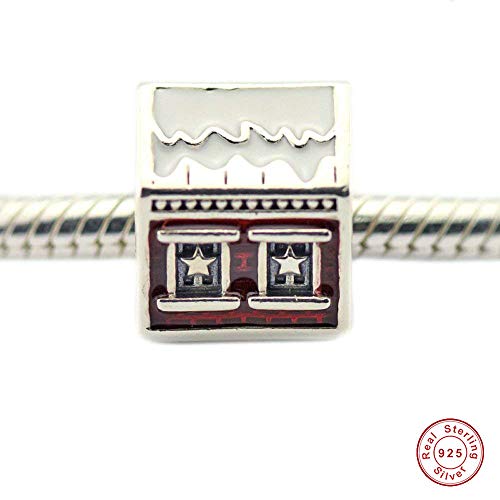 Chicbuy - Cuentas para regalo de Navidad de Papá Noel y casa, plata de ley 925, compatible con pulseras Pandora originales, joyería de moda