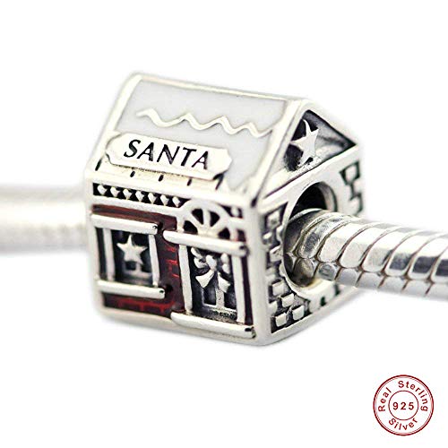 Chicbuy - Cuentas para regalo de Navidad de Papá Noel y casa, plata de ley 925, compatible con pulseras Pandora originales, joyería de moda