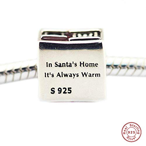 Chicbuy - Cuentas para regalo de Navidad de Papá Noel y casa, plata de ley 925, compatible con pulseras Pandora originales, joyería de moda
