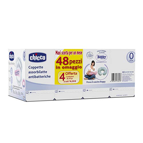 Chicco - Discos absorbentes desechables para la pérdida de leche (120 unidades para 4 semanas, antibacterianos).