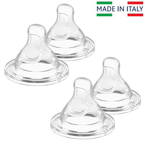 CHICCO Tetina de silicona anticólicos con flujo papilla para bebé de 6 meses en adelante, 4 unidades