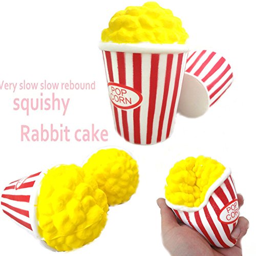 Chickwin Squishys Kawaii, Juguetes de Compresión Blanda Exprimir Alivio de Estrés Caricatura Cute Perfumado Lento Aumento de Juguete Accesorios Adornos (Popcorn + Burger Cat + Copa de Paja)