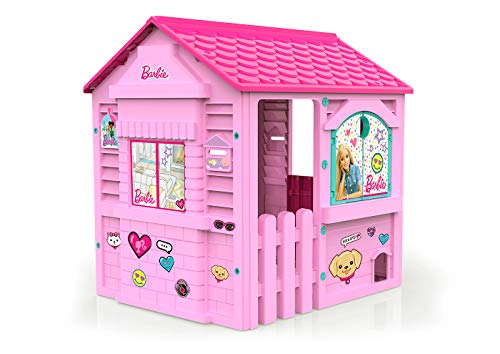 Chicos Casita infantil de exterior Barbie, color rosa con tejado fucsia (La Fábrica de Juguetes 89609)