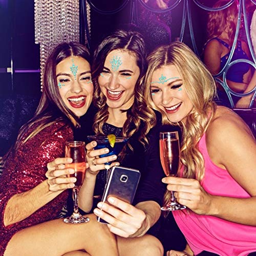 CHIFOOM 6pcs Cara Rhinestones Festival, Piedras Preciosas Autoadhesivas, Diamantes de Imitación Cara, Luminosa Tatuaje, para Día de los Muertos, Carnaval, Festival de Música