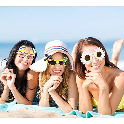 Chinco 16 Pares de Gafas de Fiesta Divertidas Gafas Hawaianas Tropicales para Fiesta Luau Tropical Disfraz Gafas para Niños y Adultos, 8 Estilos