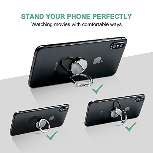 CHOELF Anillo Soporte Móvil, 2 Piezas Anillo Soporte para Movil 360° rotación Adhesivo 3M con PE Film Protector [Anti-Caída], Universal Ring Stand Holder para iPhone Tablet y Otros Teléfono-Silver