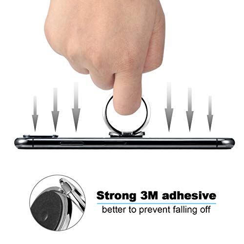 CHOELF Anillo Soporte Móvil, 2 Piezas Anillo Soporte para Movil 360° rotación Adhesivo 3M con PE Film Protector [Anti-Caída], Universal Ring Stand Holder para iPhone Tablet y Otros Teléfono-Silver