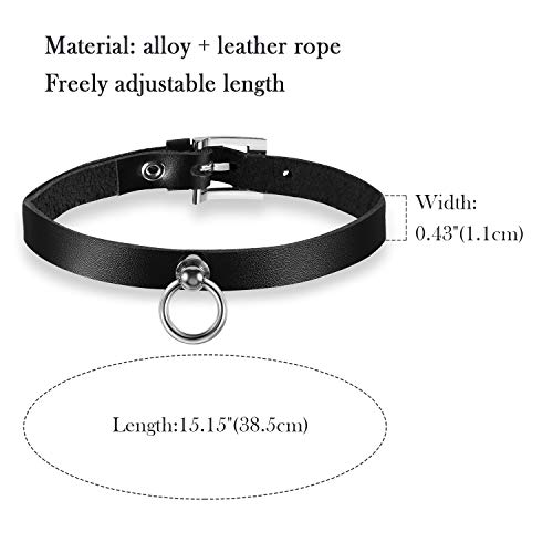 Choker Gargantilla Mujer Cuero Gótico Anillo Collar Punk Joyería Deligado Regalo Cumpleaños