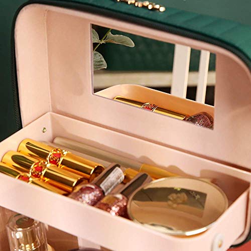 CHUNJIAO Mbags bolso cosmético, cosmético del recorrido del bolso con 1 bandejas de la caja del bolso del organizador de la caja de almacenamiento de gran capacidad a prueba de agua multifuncional Caj