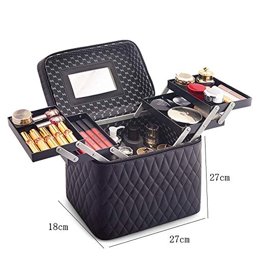 CHUNJIAO Mbags bolso cosmético, cosmético del recorrido del bolso con 1 bandejas de la caja del bolso del organizador de la caja de almacenamiento de gran capacidad a prueba de agua multifuncional Caj