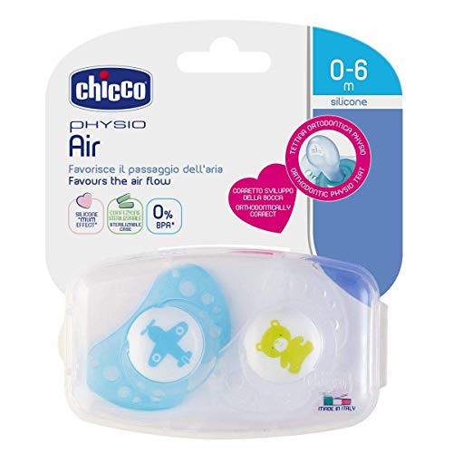 Chupete silicona Chicco Day & Night Boys Newborn, 0 – 6 meses, incluye 3 cajas de transporte esterilizadas, fabricado en Italia, sin BPA