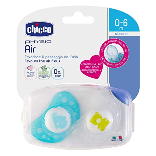 Chupete silicona Chicco Day & Night Boys Newborn, 0 – 6 meses, incluye 3 cajas de transporte esterilizadas, fabricado en Italia, sin BPA