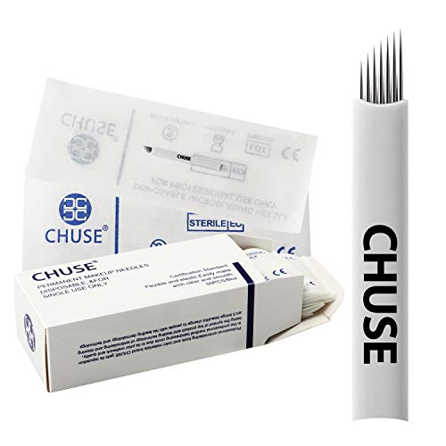 Chuse ceja pigmentación MicroBlade permanentes del maquillaje de la aguja S7 50pcs / caja de mano del tatuaje Microblading 7 inclinado Cuchillas Tratamiento microneedling