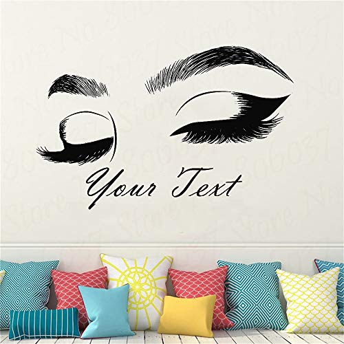 Cierra los ojos Etiqueta de la pared de bricolaje pestañas maquillaje niña Sexy mujer ojos cejas calcomanía de vinilo Salón de belleza Salón Dormitorio Decoración del hogar Nombre personalizado 84 *