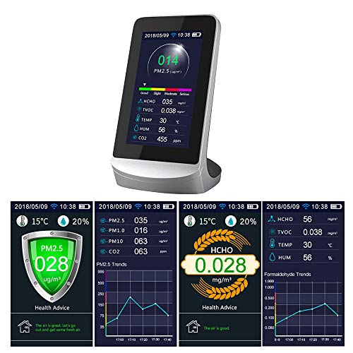 Cimoto WIFI Pantalla LCD Digital Medidores de CO2 TVOC HCHO Detector de DióXido de Carbono Analizador de Gas Probador de Calidad del Aire Protable