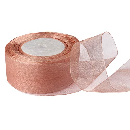 Cinta de Organza (3 Piezas) 45,72 Metros de Largo 3,81cm de Ancho -Chifón Cinta de Lazo Transparente, Cesta e Regalo Envolver, Decoración de Tartas, Artesanía e Regalos de Boda