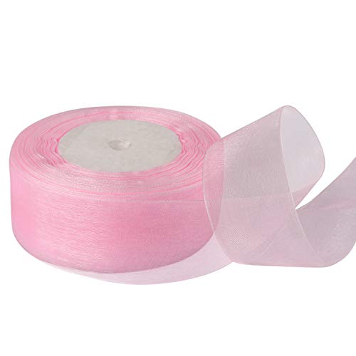 Cinta de Organza (3 Piezas) 45,72 Metros de Largo 3,81cm de Ancho -Chifón Cinta de Lazo Transparente, Cesta e Regalo Envolver, Decoración de Tartas, Artesanía e Regalos de Boda