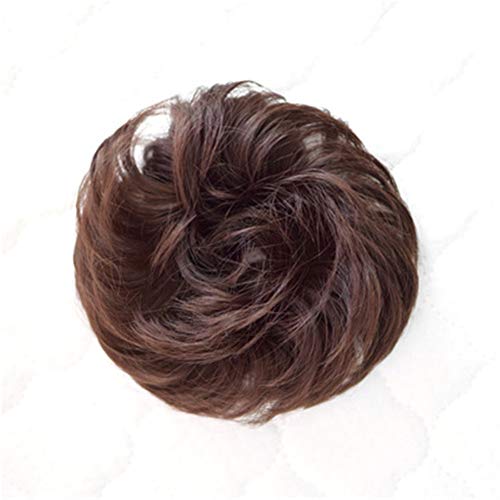Cinta de pelo postizo scrunchy Scrunchie de la cola de caballo Extensiones Extensiones de Cabello ondulado rizado el pelo sucio Moños peluca,Dark brown