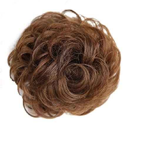 Cinta de pelo postizo scrunchy Scrunchie de la cola de caballo Extensiones Extensiones de Cabello ondulado rizado el pelo sucio Moños peluca,Golden brown