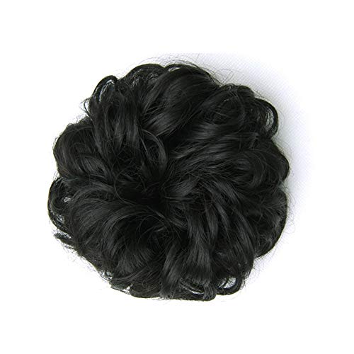 Cinta de pelo postizo scrunchy Scrunchie de la cola de caballo Extensiones Extensiones de Cabello ondulado rizado el pelo sucio Moños peluca,Negro