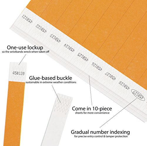 Cintapunto® – 100 unidades – 3/4 Pulseras Tyvek, pulseras Tyvek, pulseras Tyvek, pulseras de control, pulseras de festivales, pulseras de eventos