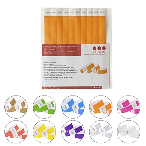Cintapunto® – 100 unidades – 3/4 Pulseras Tyvek, pulseras Tyvek, pulseras Tyvek, pulseras de control, pulseras de festivales, pulseras de eventos