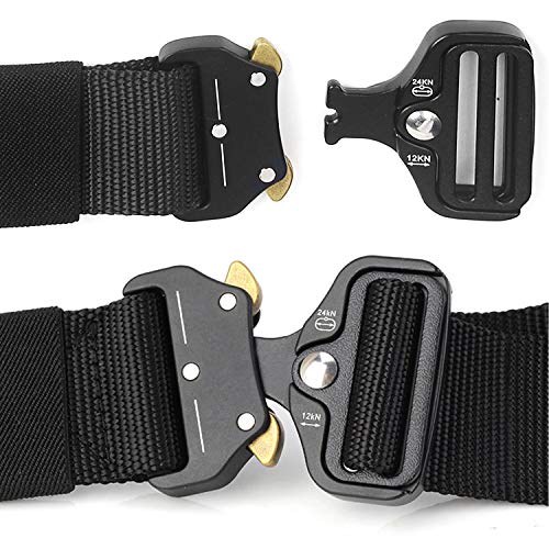 Cinturón de Lona de Nylon Unisex de 2 Piezas, Cinturón Tiradores Estilo Militar de Liberación Rápida con Hebilla de Metal