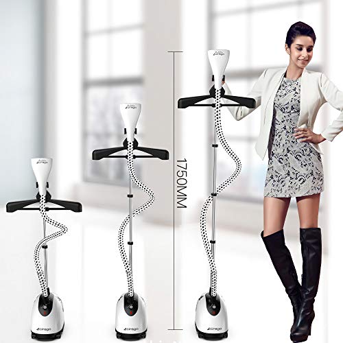 CIRAGO Plancha de Vapor Vertical para Telas y Ropa, 2.2 L (740Z), 80 Minutos de Vapor Continuo, 2 Niveles de Ajuste de Vapor con Accesorio para Diferentes Telas/Percha/Guantes Anti-Quemaduras