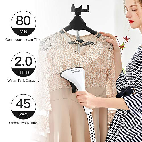 CIRAGO Plancha de Vapor Vertical para Telas y Ropa, 2.2 L (740Z), 80 Minutos de Vapor Continuo, 2 Niveles de Ajuste de Vapor con Accesorio para Diferentes Telas/Percha/Guantes Anti-Quemaduras