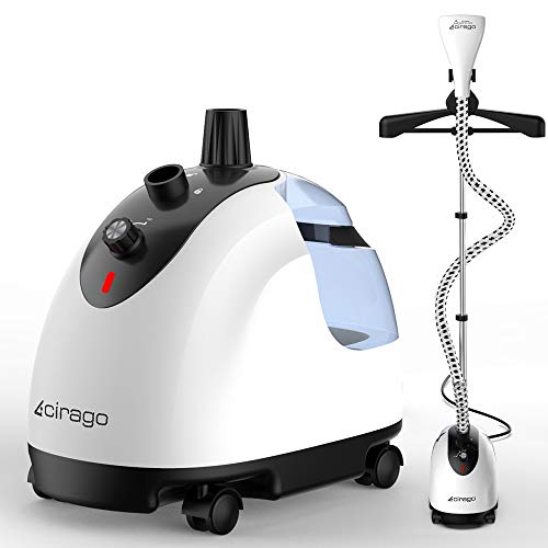 CIRAGO Plancha de Vapor Vertical para Telas y Ropa, 2.2 L (740Z), 80 Minutos de Vapor Continuo, 2 Niveles de Ajuste de Vapor con Accesorio para Diferentes Telas/Percha/Guantes Anti-Quemaduras