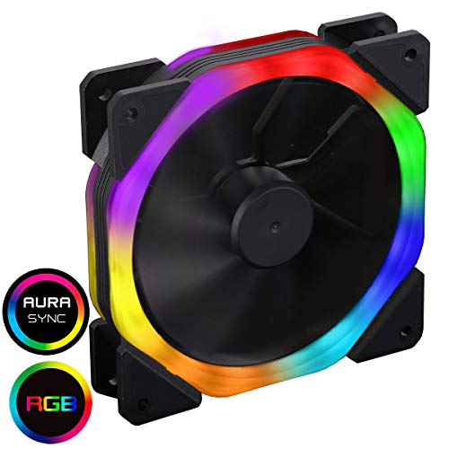 CiT HALOCOSMIC 120mm Halo Dual Ring Rainbow RGB Ventilador con 5V Direccionable 3Pin Header - Negro