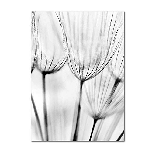 Cita de lienzo Lámina en blanco y negro Imágenes de diente de león Pintura nórdica de diente de león Cartel Arte de pared Dormitorio 50x70cm Sin marco Diente de león