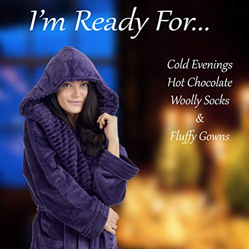 CityComfort Albornoz Mujer Ducha Súper Suave en Lana Polar Bata con Capucha (S, Morado Oscuro)