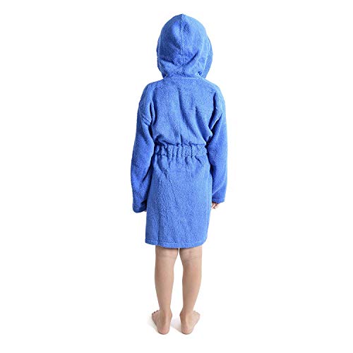 CityComfort Toalla para niños, niños, niñas, niñas, niñas, con Capucha, toallero, Albornoz, 100% algodón, Toalla, tocador, Bata, toallero, Suave, salón, Desgaste, 11-12 años, Azul Real