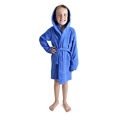 CityComfort Toalla para niños, niños, niñas, niñas, niñas, con Capucha, toallero, Albornoz, 100% algodón, Toalla, tocador, Bata, toallero, Suave, salón, Desgaste, 11-12 años, Azul Real