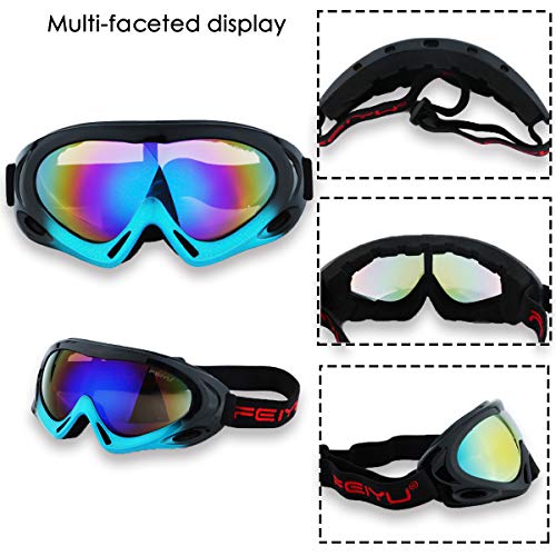 cjixnji Gafas de esquí, Gafas de Moto,protección UV Parabrisas Gafas de esquí para Exteriores, adecuadas para Hacer Snowboard y Otros Deportes de Invierno al Aire Libre. (Negro Azul)