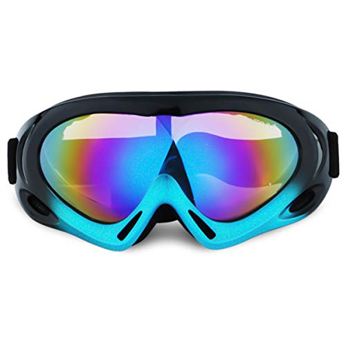 cjixnji Gafas de esquí, Gafas de Moto,protección UV Parabrisas Gafas de esquí para Exteriores, adecuadas para Hacer Snowboard y Otros Deportes de Invierno al Aire Libre. (Negro Azul)