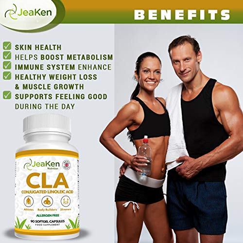 CLA ACIDO LINOLEICO CONJUGADO - Quemagrasas Potente Para Adelgazar - Pastillas Para Adelgazar Rapido y Aumenta la Masa Muscular - 90 Quemador de Grasa Cápsulas 80% Derivado de Cártamo Sin Alérgenos