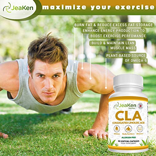 CLA ACIDO LINOLEICO CONJUGADO - Quemagrasas Potente Para Adelgazar - Pastillas Para Adelgazar Rapido y Aumenta la Masa Muscular - 90 Quemador de Grasa Cápsulas 80% Derivado de Cártamo Sin Alérgenos