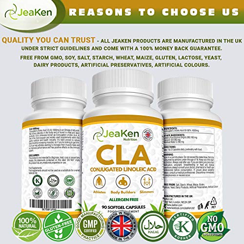 CLA ACIDO LINOLEICO CONJUGADO - Quemagrasas Potente Para Adelgazar - Pastillas Para Adelgazar Rapido y Aumenta la Masa Muscular - 90 Quemador de Grasa Cápsulas 80% Derivado de Cártamo Sin Alérgenos