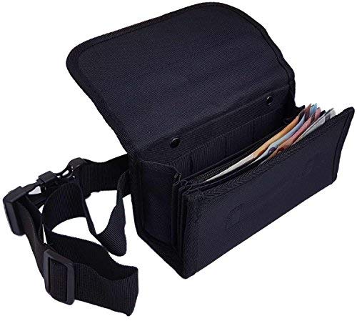 CLAIRE-FONCET Riñonera de Camarero de Lona Negra, Monedero de Camarero,1 Bolsillo Zip Interior, Vendido sin Dispensador/Distribuidor/Clasificador de Moneda, Cierre Magnético