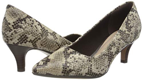 Clarks Linvale Jerica, Zapatos de tacón con Punta Cerrada para Mujer, Gris Pardo de Serpiente, 39 EU