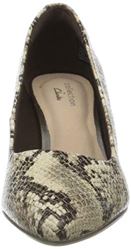 Clarks Linvale Jerica, Zapatos de tacón con Punta Cerrada para Mujer, Gris Pardo de Serpiente, 39 EU