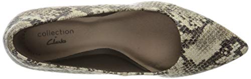 Clarks Linvale Jerica, Zapatos de tacón con Punta Cerrada para Mujer, Gris Pardo de Serpiente, 39 EU